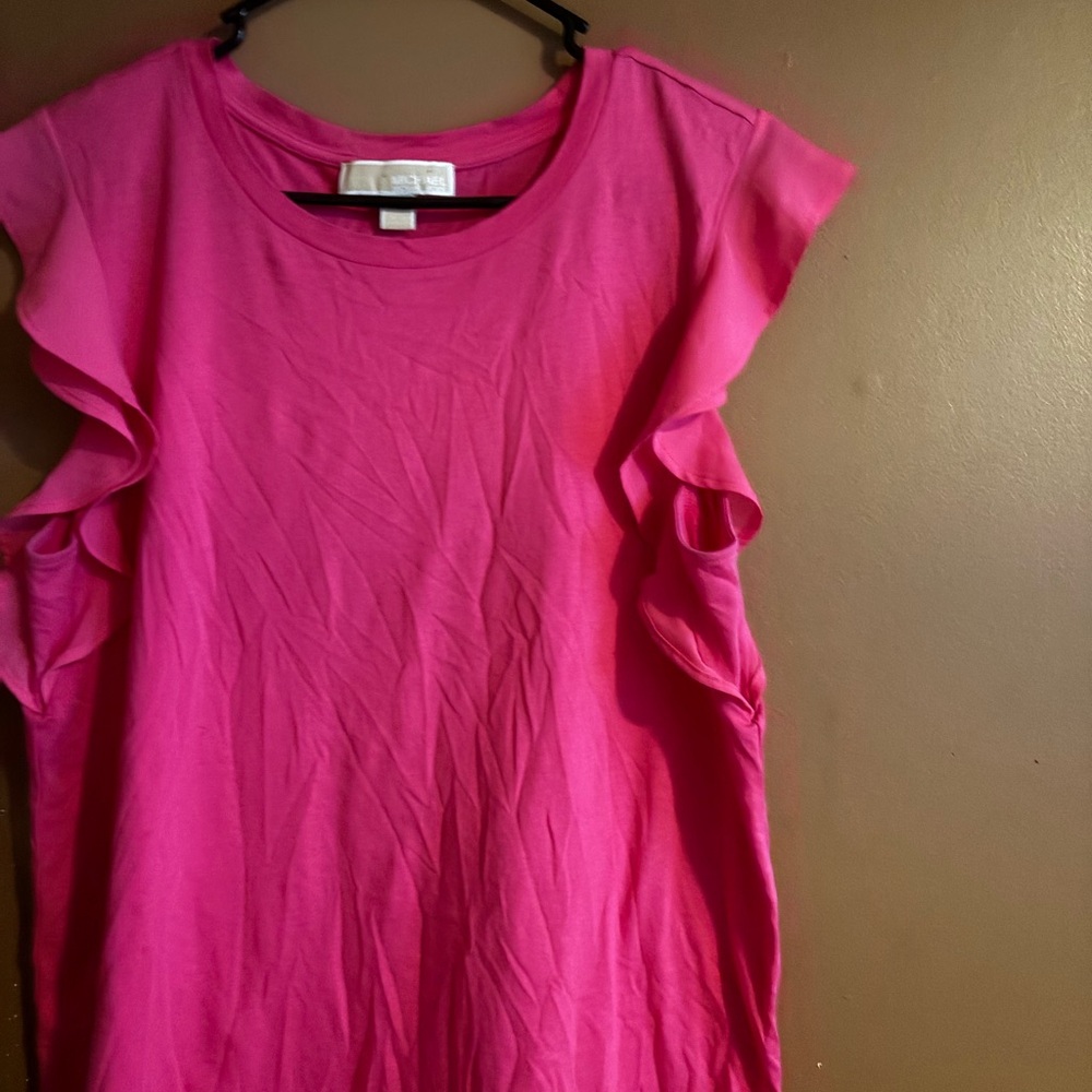 Michael Kors Bright Pink Ruffle Sleeve Top